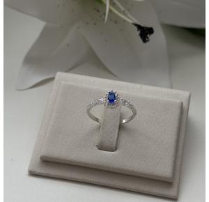 Anel Classic em Prata 925 com Zircônia Azul e Brancas